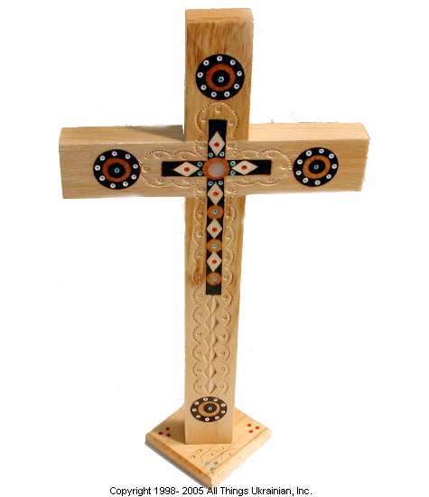 Ukrainian Hand Carved Carpathian Wood Cross # CROSS59 