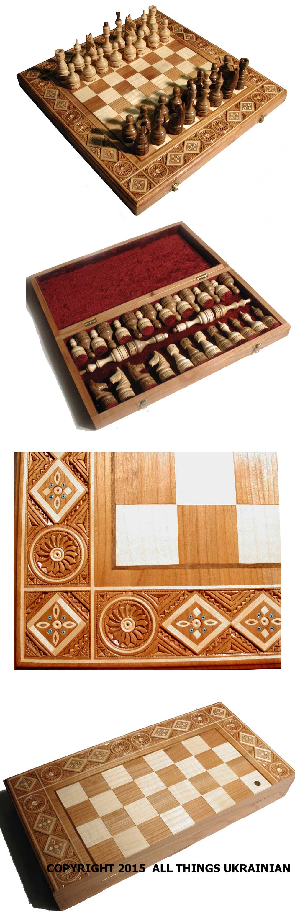 Carpathian Hand Carved Chess/Backgammon Sets # WCS1503 