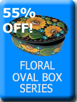 Sapfir Oval Floral Lacquer Boxes